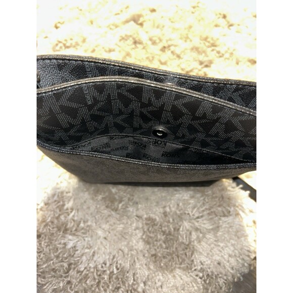 Michael Kors Black Leather Monogram Crossbody Purse With Silver Hardware - Picture 6 of 6